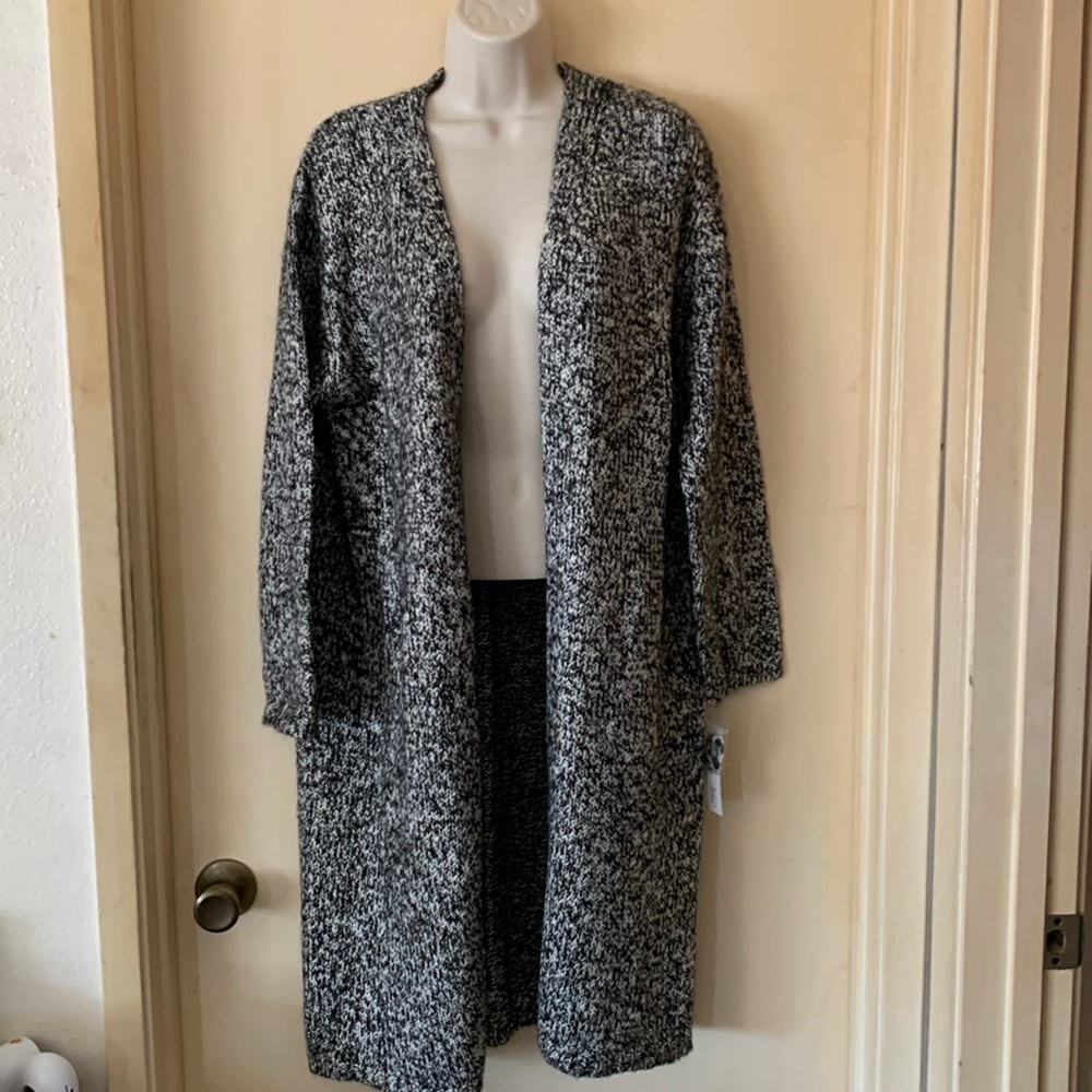 Deane & White wool/mohair black and white sweater duster size M